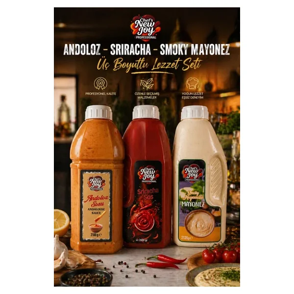 Üç Boyutlu Lezzet Seti - Andoloz + Sriracha + Smoky Mayonez Gurme Sos Seti 3lü - Görsel 3