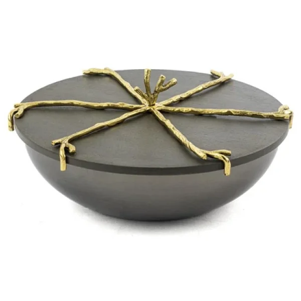 Mikasa Moor Branch Kapaklı Gold Gri Kase 22x10cm - Görsel 3