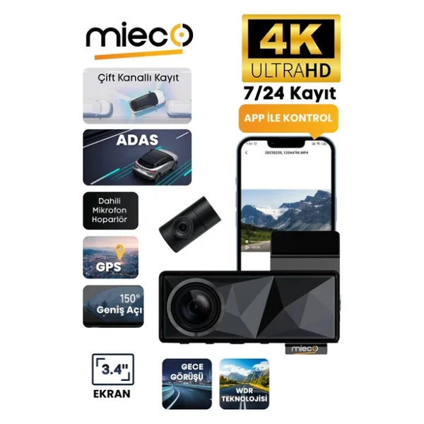 Mieco A11 Ön ve Arka Araç Kamerası Seti - Görsel 2