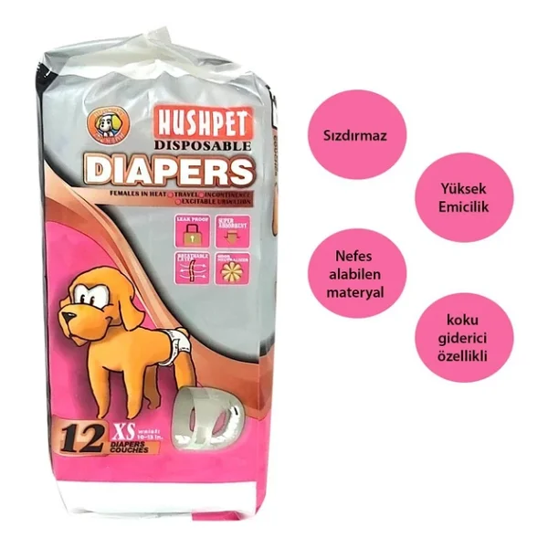 Hushpet Ultra Emici Köpek Külot Çiş Pedi XS 12li - Görsel 2