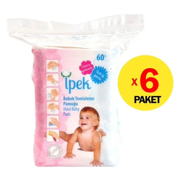 İpek Maxi 60'lı 6 Adet Bebek Temizleme Pamuğu - Görsel 3