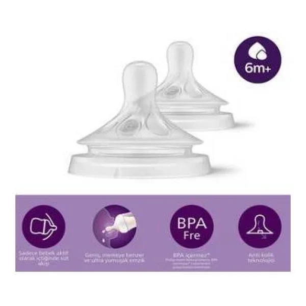 Philips Avent Scy966/02 Natural Response No:6 6 Ay+ 2'li Biberon Emziği - Görsel 4