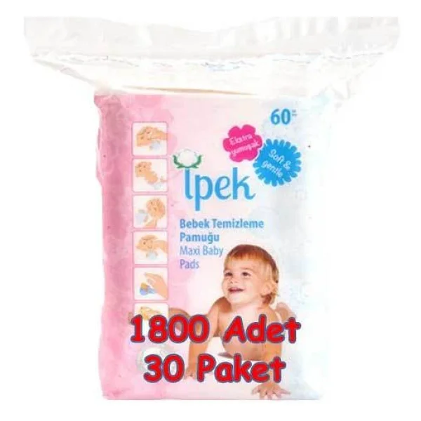 İpek Maxi 60'lı 30 Adet Bebek Temizleme Pamuğu - Görsel 3
