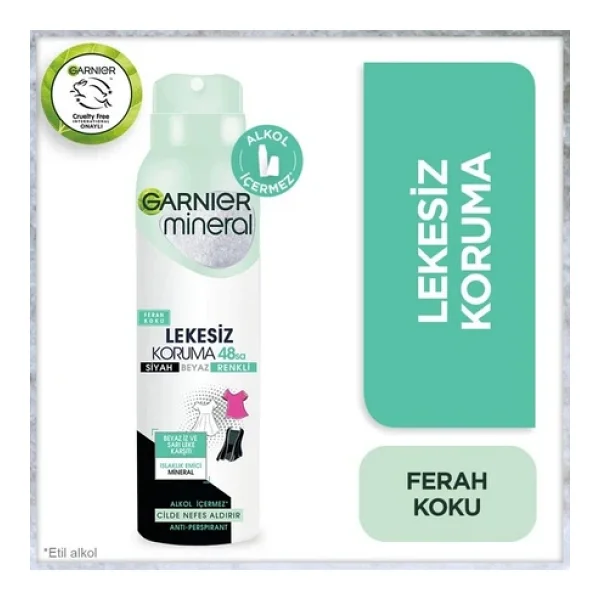 Garnier Mineral Ferah Koku Sprey Deodorant Lekesiz Koruma 48 Saat Kuru Ve Ferah Hissettirir - Görsel 3