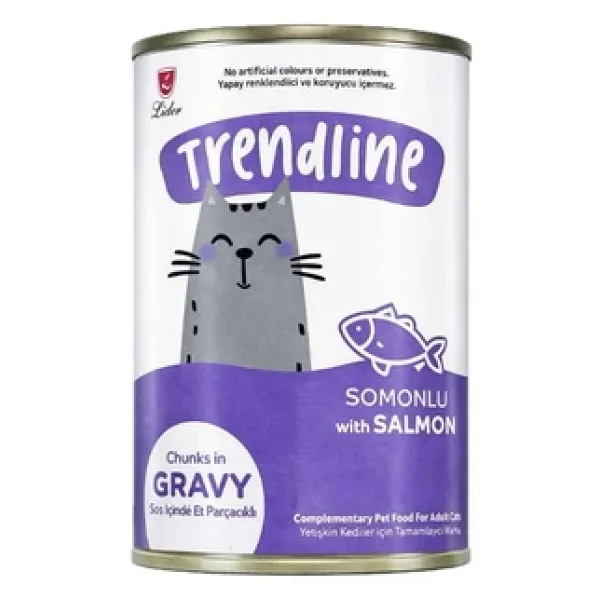 Trendline Trendlıne Konserve Sos Içinde Et Parçacıklı Somonlu Yetişkin Kedi Maması 400 Gx24 Adet - Görsel 4