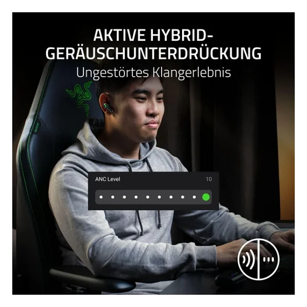 Razer Hammerhead V3 HyperSpeed ANC TWS Kulak İçi Bluetooth Oyuncu Kulaklığı - Görsel 3