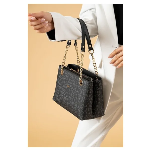 Just Polo Lüks Tasarım Kadın Siyah El Ve Omuz Çantası En 25 Cm / Boy 18 Cm - Görsel 3