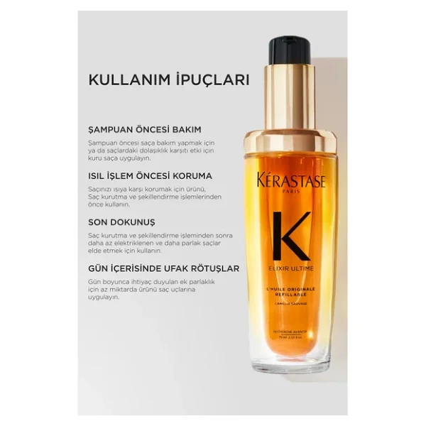 Kerastase Elixir Ultime L'huile Originale Refill 75 Ml Saç Bakım Yağı - Görsel 10