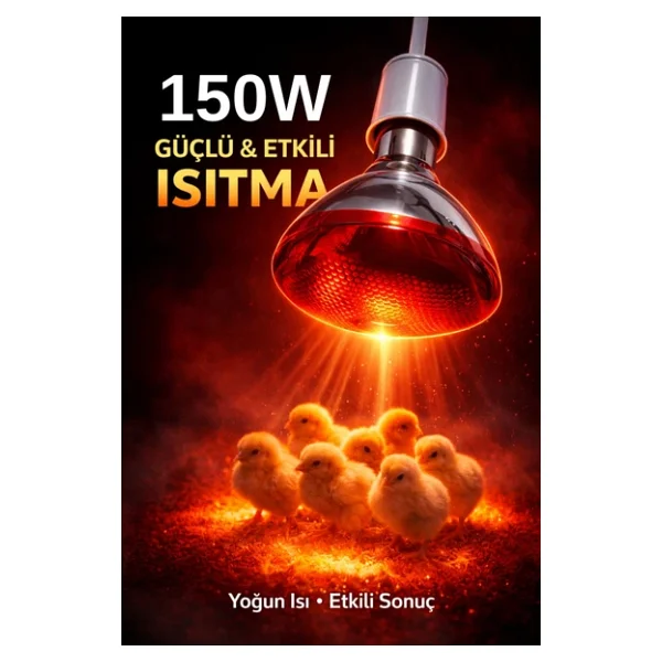 150w Isıtıcı Ampul Kırmızı Isı Lambası Civciv Kümes Kuluçka E27 Duy Isıtma Ampulü - Görsel 3
