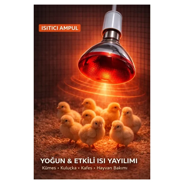 150w Isıtıcı Ampul Kırmızı Isı Lambası Civciv Kümes Kuluçka E27 Duy Isıtma Ampulü - Görsel 7