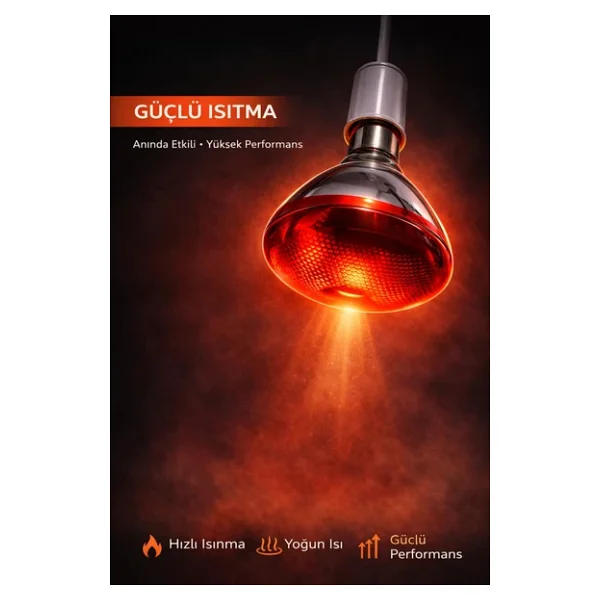 150w Isıtıcı Ampul Kırmızı Isı Lambası Civciv Kümes Kuluçka E27 Duy Isıtma Ampulü - Görsel 5