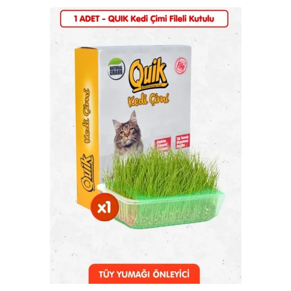 Quik Doğal Kedi Çimi Fileli Ve Kutulu Tüy Yumağı Önleyici - Görsel 3