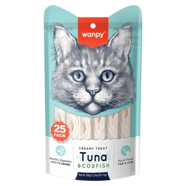 Wanpy Ton Balıklı Ve Morina Balıklı 25x14 Gr Krema Kedi Ödül Maması - Görsel 9