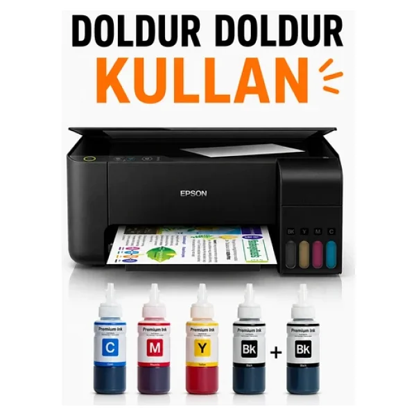 Epson Ecotank L3250 Wi-Fi + Tarayıcı Renkli Çok Fonksiyonlu Tanklı Mürekkep Püskürtmeli Yazıcı - Muadil Mürekkepli - Görsel 3