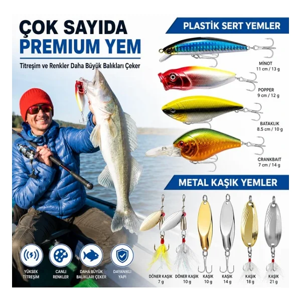 Valkyrie Profesyonel Balık Avı Seti - 354 Parça Yem, Kanca, Kurşun, Sahte Yem Kutulu Full Set - Görsel 4