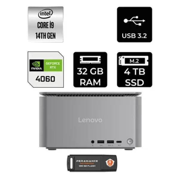 Lenovo Thinkcentre Neo İ9 14900 32gb 4tb SSD Rtx4060/8gb Fdos Mini Masaüstü Bilgisayar - Görsel 3