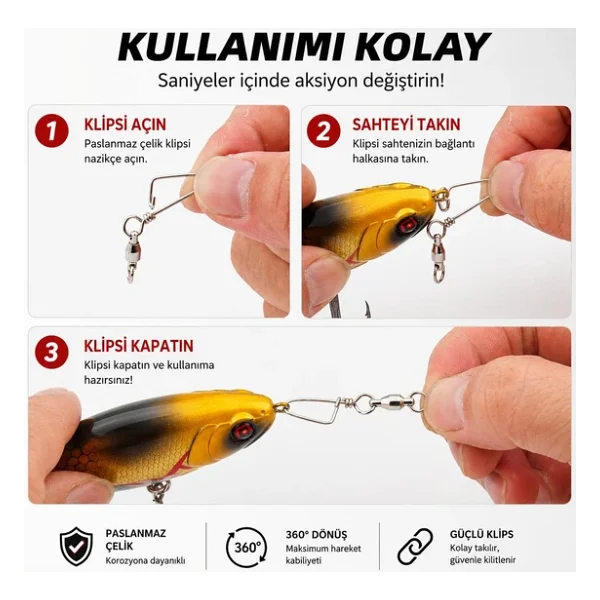 Valkyrie 25 Adet Rulmanlı Döner Klips Coastlock Snap - 360° Paslanmaz Çelik Fırdöndü Set #6 - Görsel 5