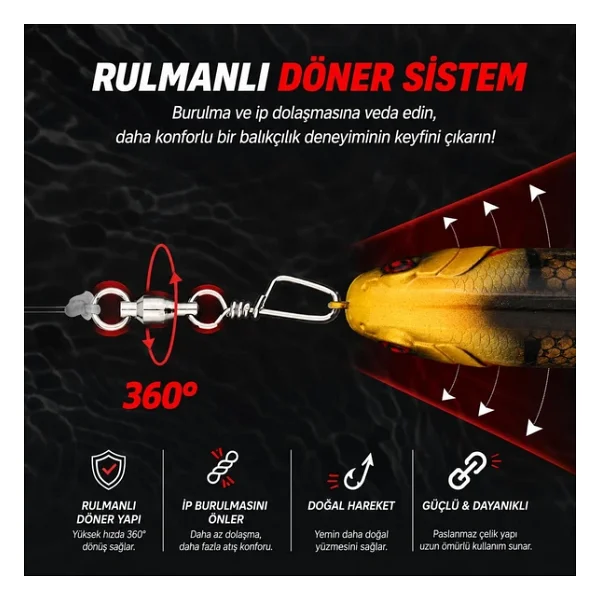 Valkyrie 25 Adet Rulmanlı Döner Klips Coastlock Snap - 360° Paslanmaz Çelik Fırdöndü Set #6 - Görsel 6