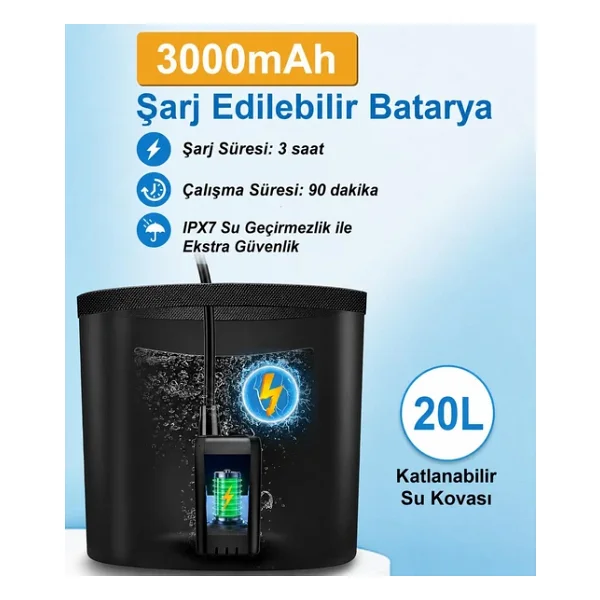 Valkyrie Ipx7 20 Lt Katlanabilir Şarjlı Kamp Duşu - Görsel 4