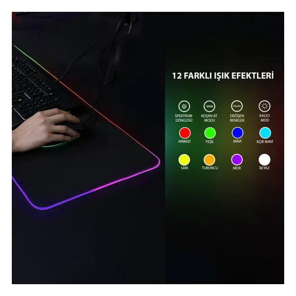 Inca Imp-022 RGB Siyah Gaming Mouse Pad (770x295x3mm) - Görsel 4