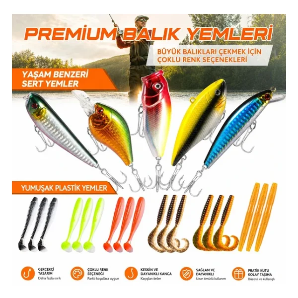 Valkyrie Profesyonel Balık Avı Seti - 404 Parça Yem, Kanca, Kurşun, Sahte Yem Taşıma Kutulu Full Set - Görsel 6