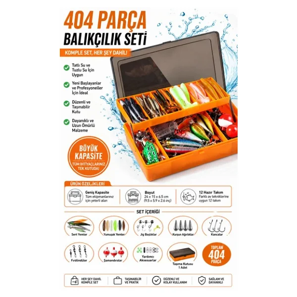 Valkyrie Profesyonel Balık Avı Seti - 404 Parça Yem, Kanca, Kurşun, Sahte Yem Taşıma Kutulu Full Set - Görsel 8
