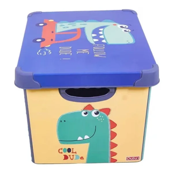 Qutu Dinozor Figürlü Oyuncak Kutusu - Renkli - 17 Lt - Görsel 3