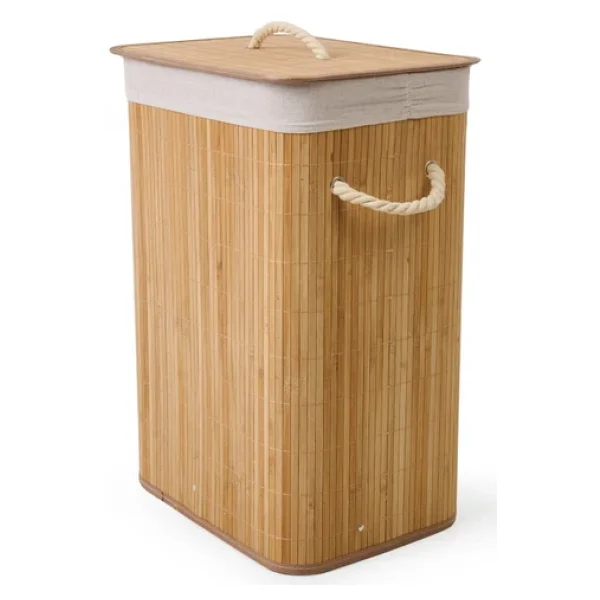 Simple Living 60 Lt Örme Bambu Çamaşır Sepeti - Görsel 3