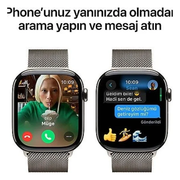 Apple Watch Series 10 GPS + Cellular 42mm Titanyum Kasa Milano Loop Kordon Akıllı Saat - Görsel 8
