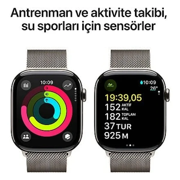 Apple Watch Series 10 GPS + Cellular 42mm Titanyum Kasa Milano Loop Kordon Akıllı Saat - Görsel 5