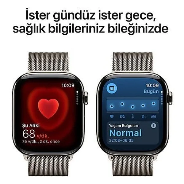 Apple Watch Series 10 GPS + Cellular 42mm Titanyum Kasa Milano Loop Kordon Akıllı Saat - Görsel 6