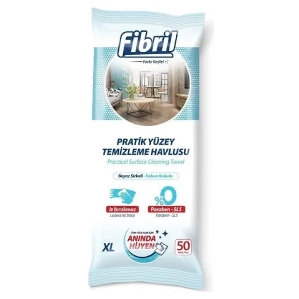 Fibril Beyaz Sabun Kokulu Yüzey Temizlik Havlusu XL 50 Yaprak 24'lü - Görsel 5