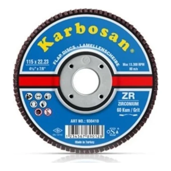 Karbosan Flap Disk 115 Zr 80 Kum Zirkonyum (10 Adet) - Görsel 3