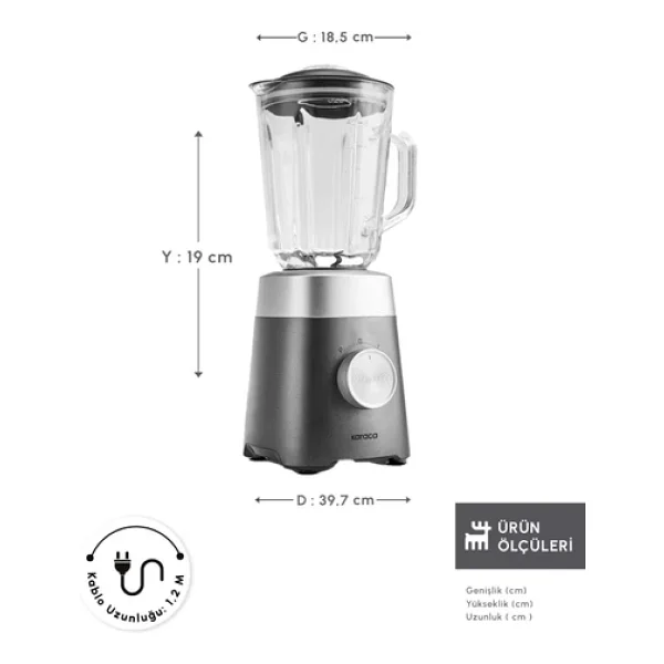 Karaca Multiblend 1000 W Smoothie Blender - Görsel 2