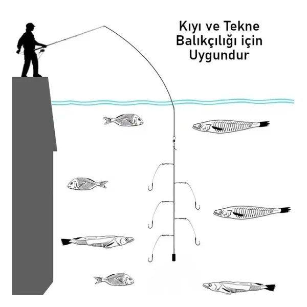 Valkyrie 5 İğneli Paslanmaz Çelik Halatlı Dip Hırsız Olta Takımı 4'lü Set 10# Karbon Çelik İğne - Görsel 6
