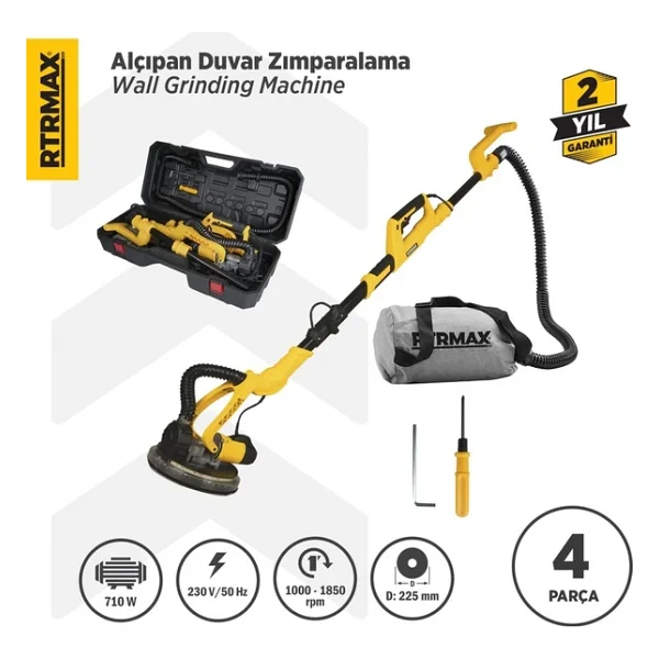 Rtrmax Rtm3793 710 W Alçıpan Duvar Zımpara Makinesi - Görsel 4
