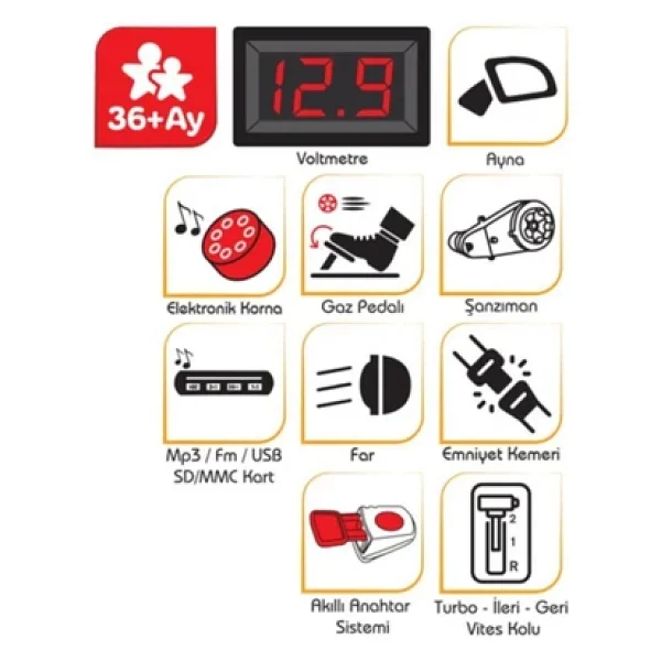 Pilsan Snappy 05-239 Kırmızı 12 V Akülü Jeep - Görsel 3