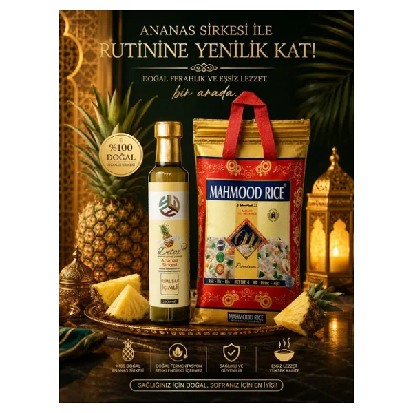 Mahmood Rice 1121 Basmati Pirinç 4 Kg +Promar Ananaslı Detox 250 Ml (Hediye) - Görsel 2
