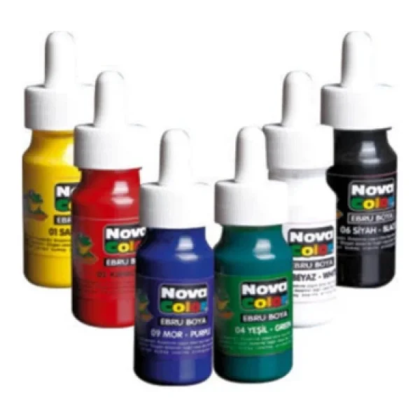 Nova Color Ebru Boyası 6 Renk X 30 Ml. Damlalıklı Şişe - Görsel 5