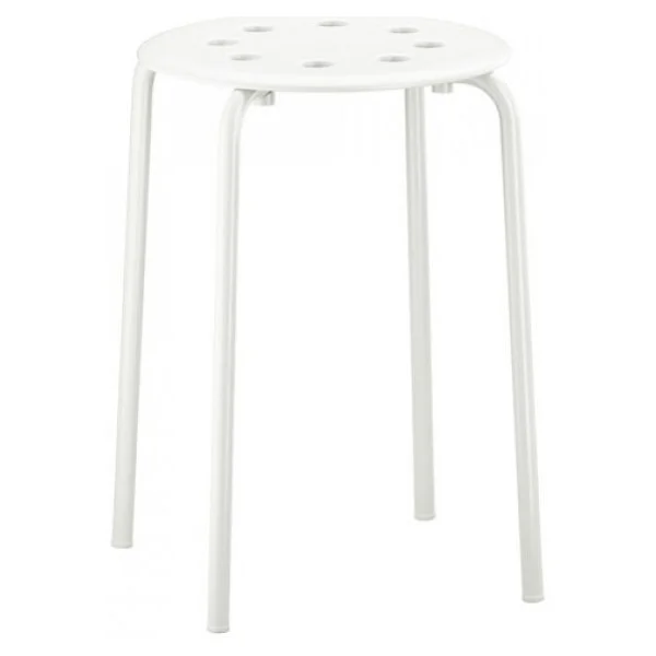 Ikea Tabure,Beyaz Genişlik 40cm Beyaz Renk Yuvarlak Tabure - Görsel 6