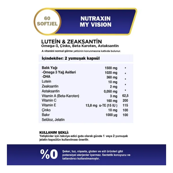 Nutraxin Plus My Vision Göz Vitamini Lutein Zeaksantin 60 Kapsül - Görsel 2