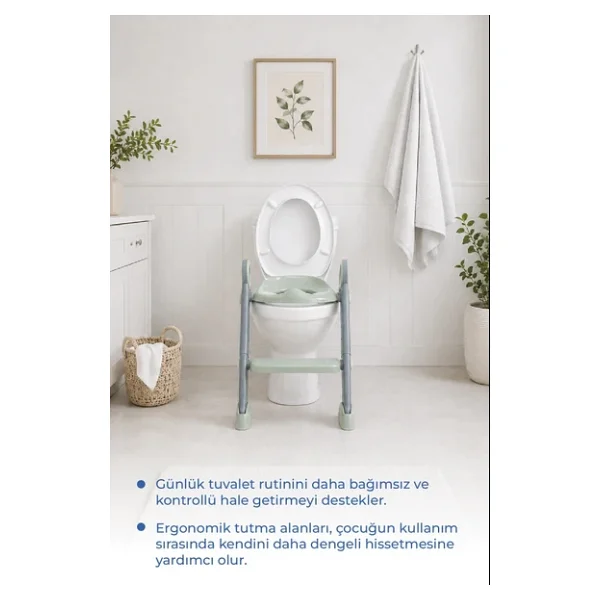 Babyjem Basamaklı Katlanır Klozet Adaptörü Soft Yeşil - Görsel 7