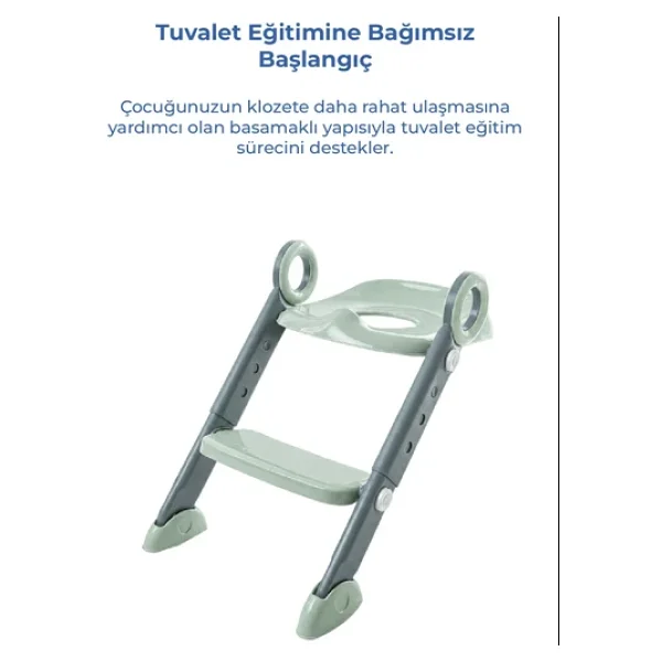 Babyjem Basamaklı Katlanır Klozet Adaptörü Soft Yeşil - Görsel 3