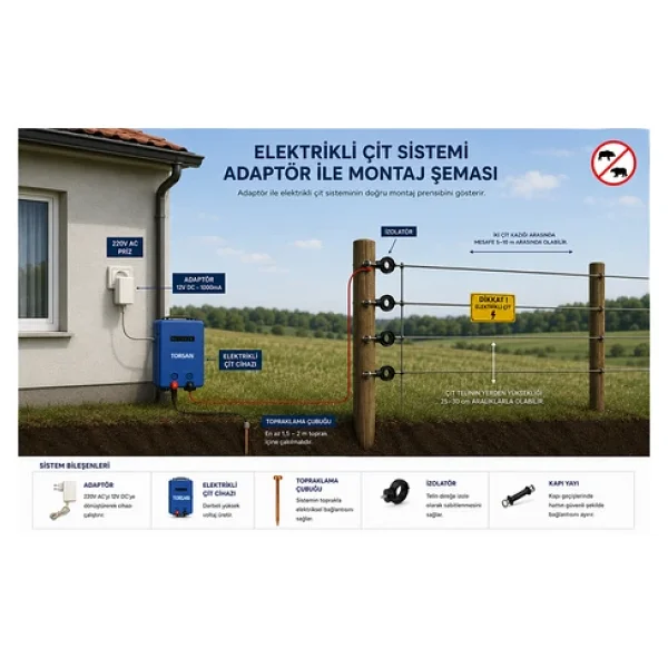 Torsan Elektrikli Çit Cihazı Gece Gündüz Sensörlü - Görsel 4