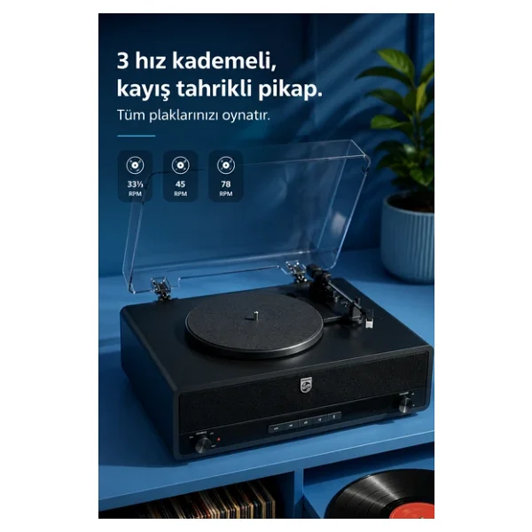 Philips Retro Tav3000b Bluetooth Pikap - Görsel 2