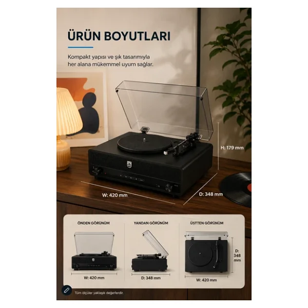 Philips Retro Tav3000b Bluetooth Pikap - Görsel 7