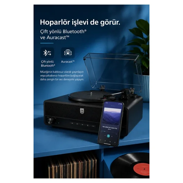 Philips Retro Tav3000b Bluetooth Pikap - Görsel 3