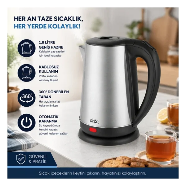 Sinbo Sk-8026 1500 W 1.8 Lt Çelik Kettle - Görsel 6