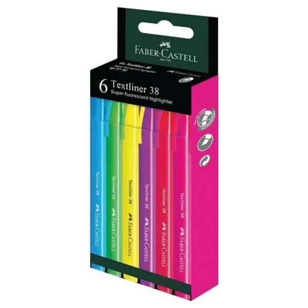 Faber-Castell 38 Textliner Neon 6'lı Fosforlu Kalem Seti - Görsel 8