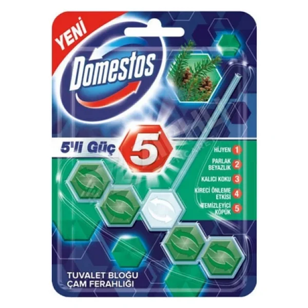Domestos Wc Blok 5'li Güç Çam Ferahlığı - Görsel 3